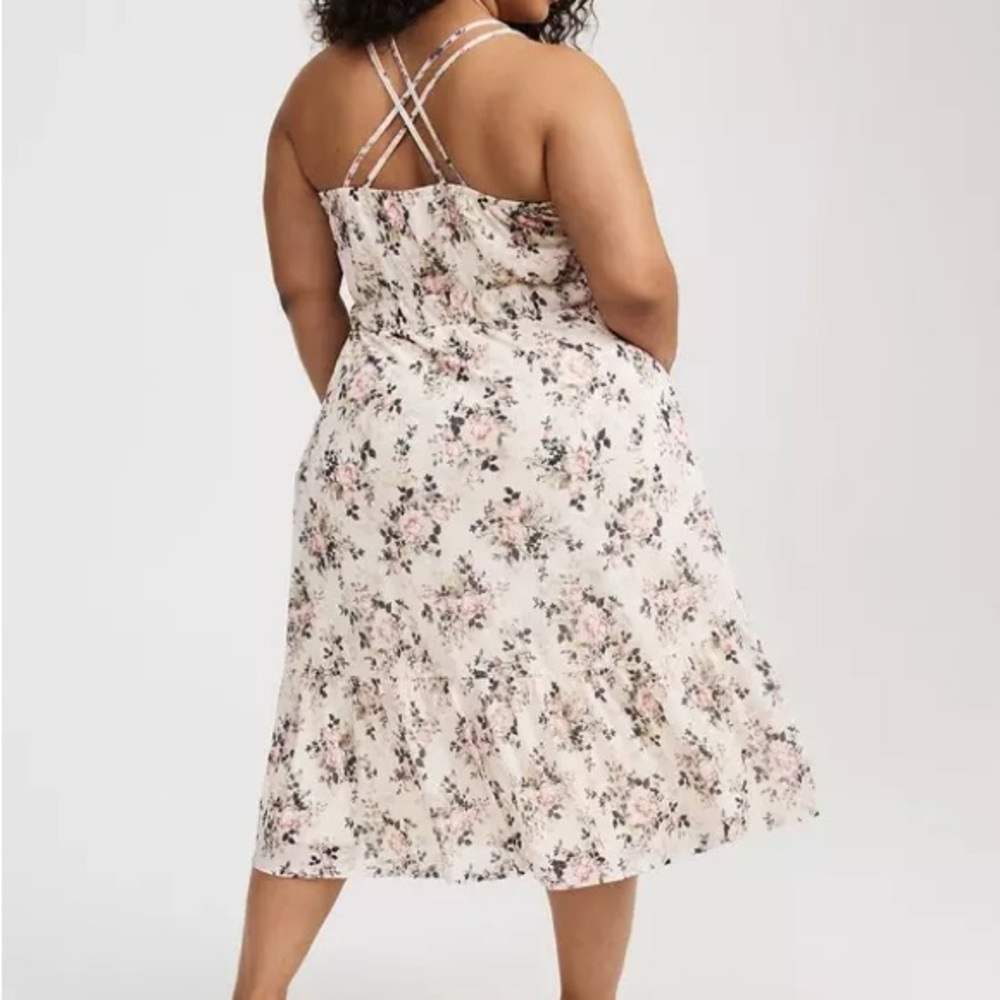 Torrid Pink Floral Midi Dress - Picture 4 of 6